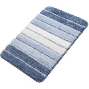 Microfiber Striped Bathroom Rugs Floor Machine Washable 20"x31" Blue